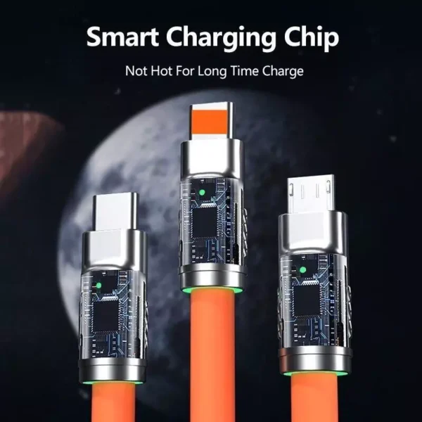 120W 6A Super Fast Charger 3 In 1 USB Fast Charging Cable 1.2 Meters Universal Cable USB Protection Data cable